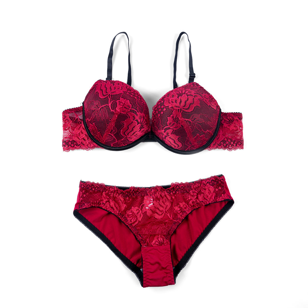 Belleza Lingerie Padded Bra Set Wine - A3172